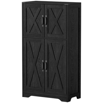 Freestanding Farmhouse Kitchen Pantry Cabinet with Barn Doors