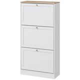 Shoe Cabinet 3 Flip Drawers Adjustable Shelves, 12-18 Pairs