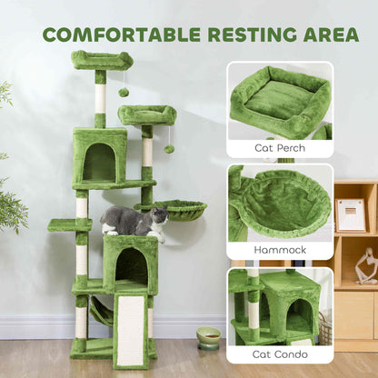 Multi-Level Cat Tree 177 cm with Condos and Hammock