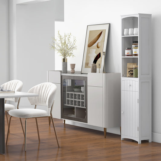 Tall wooden bathroom storage cabinet organizer