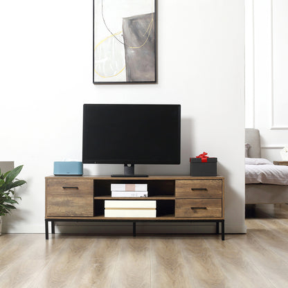 Modern TV stand with storage and open shelves