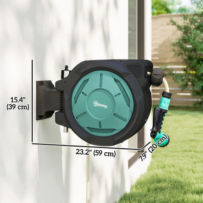 Wall-Mounted Retractable Garden Hose Reel 65 ft