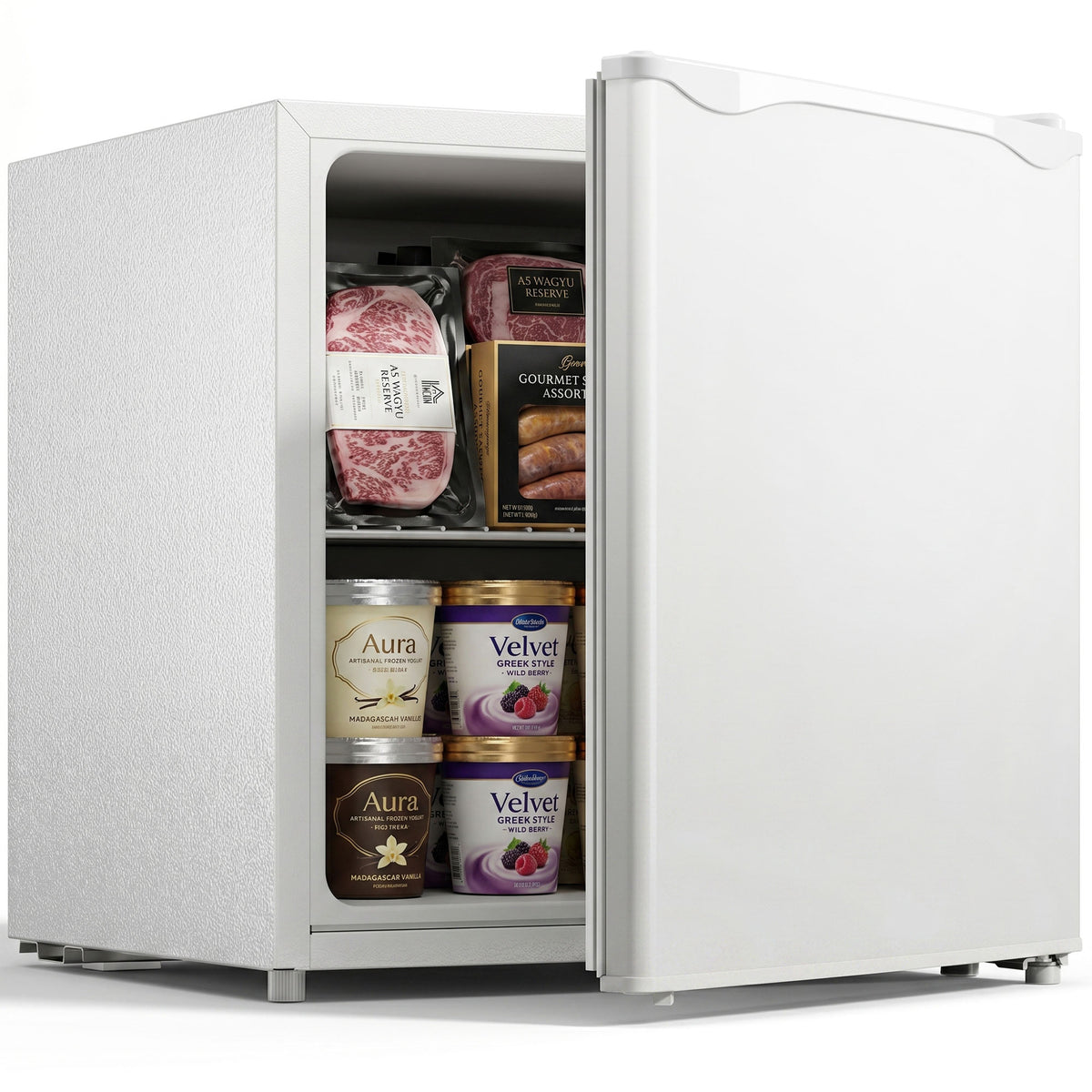 Compact upright freezer 1.1 cu ft with reversible door