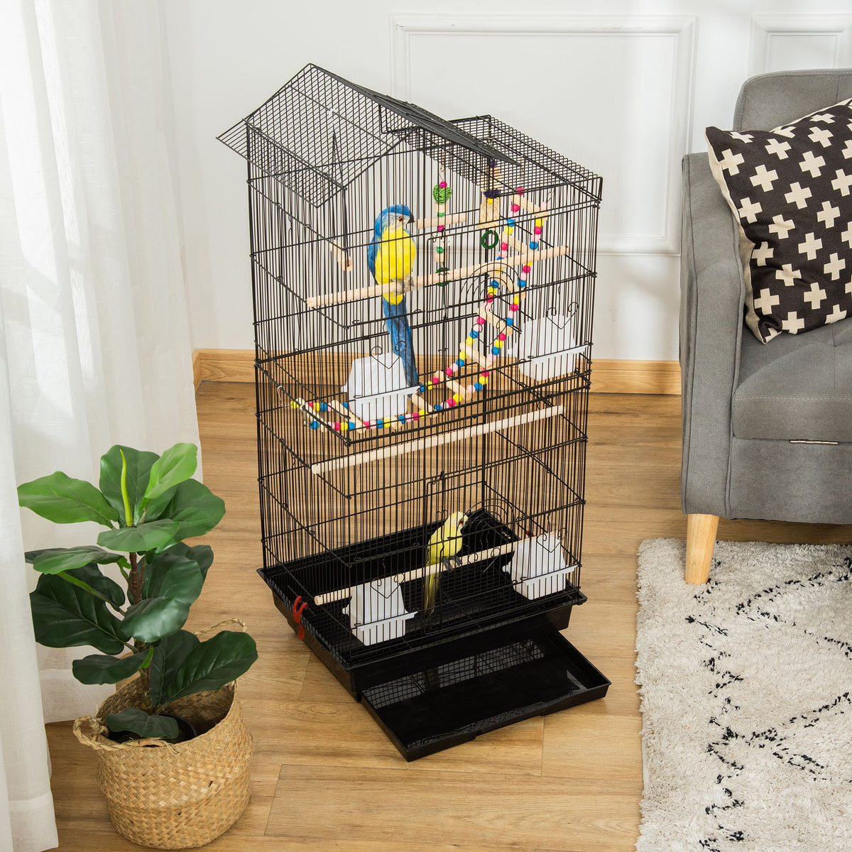 Spacious Bird Cage with Toys and Accessories