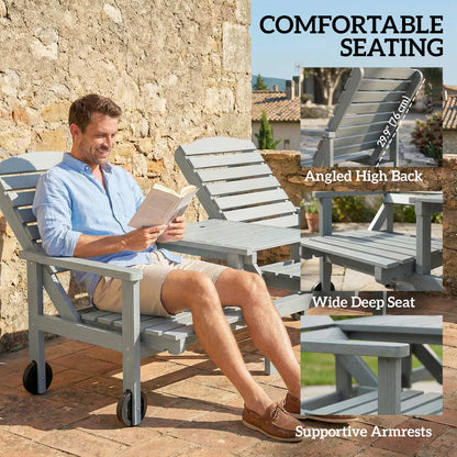 2-Seater Outdoor Bench Adjustable High Back with Wheels