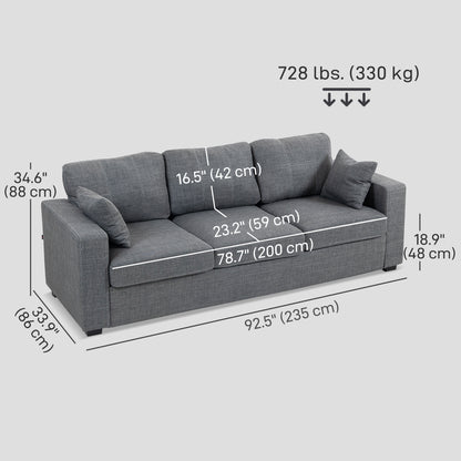 Modern 3-Seater Upholstered Living Room Sofa