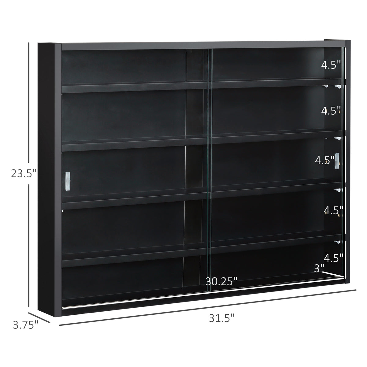 5-Shelf Wall Display Cabinet with 2 Glass Doors