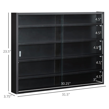 5-Shelf Wall Display Cabinet with 2 Glass Doors