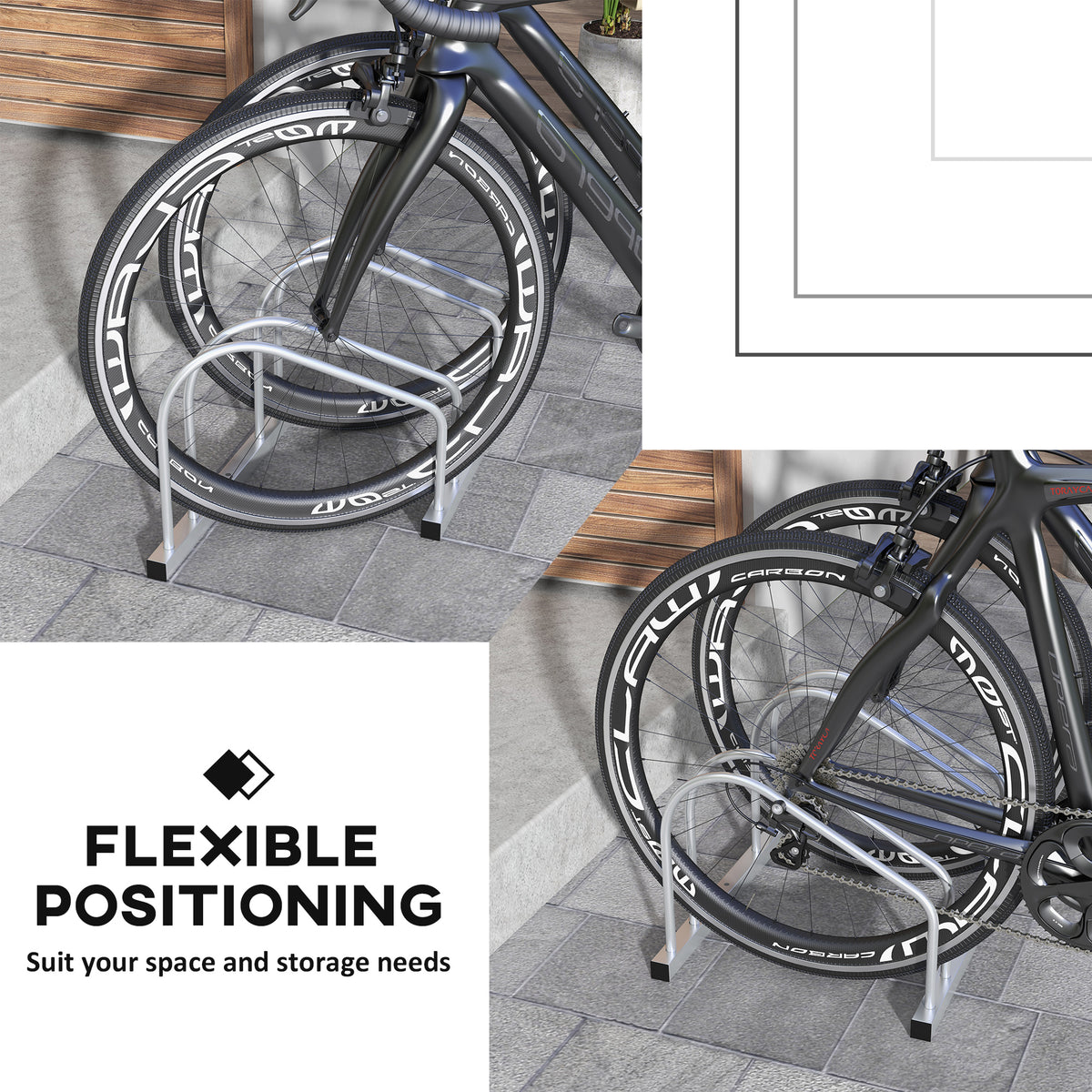 Soporte ajustable para 2 bicicletas — acero