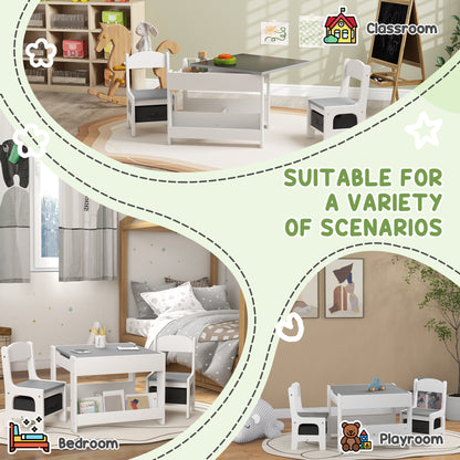 Kids Table and Chair Set Reversible 3-Piece