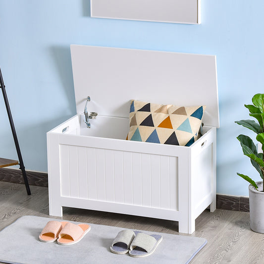 Storage trunk with lid and safety hinges