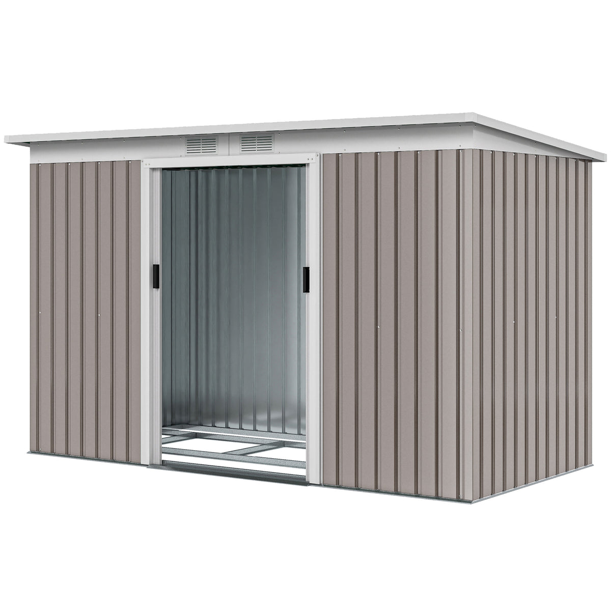 Galvanized Steel Garden Shed with Double Sliding Doors
