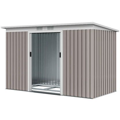 Galvanized Steel Garden Shed with Double Sliding Doors