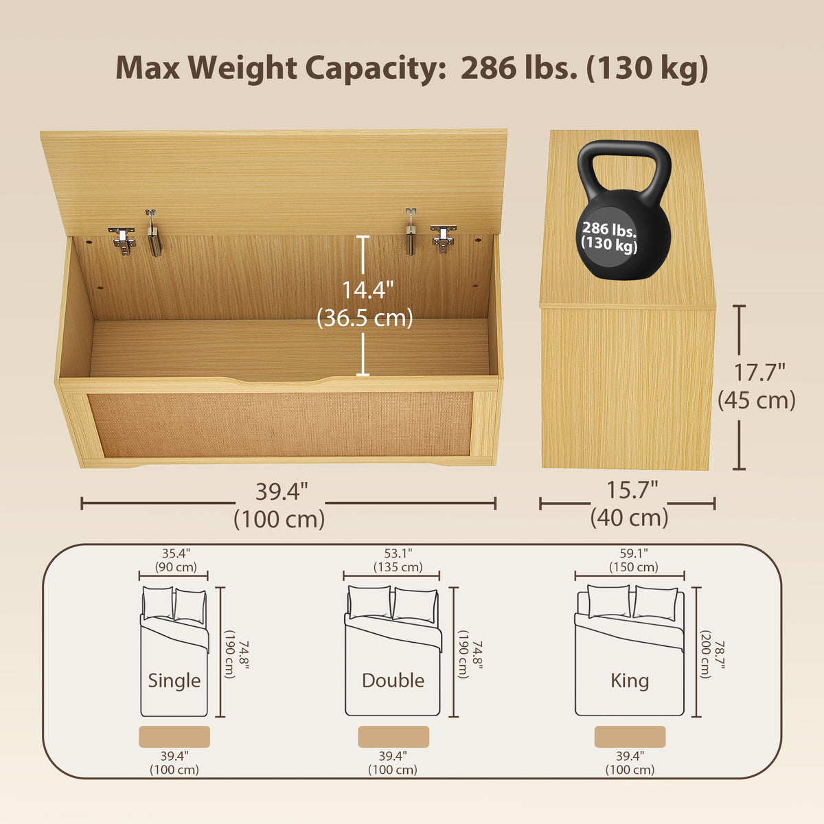 Storage Chest with Safety Hinges
