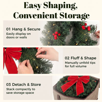 Pre-lit artificial Christmas wreath 61 cm