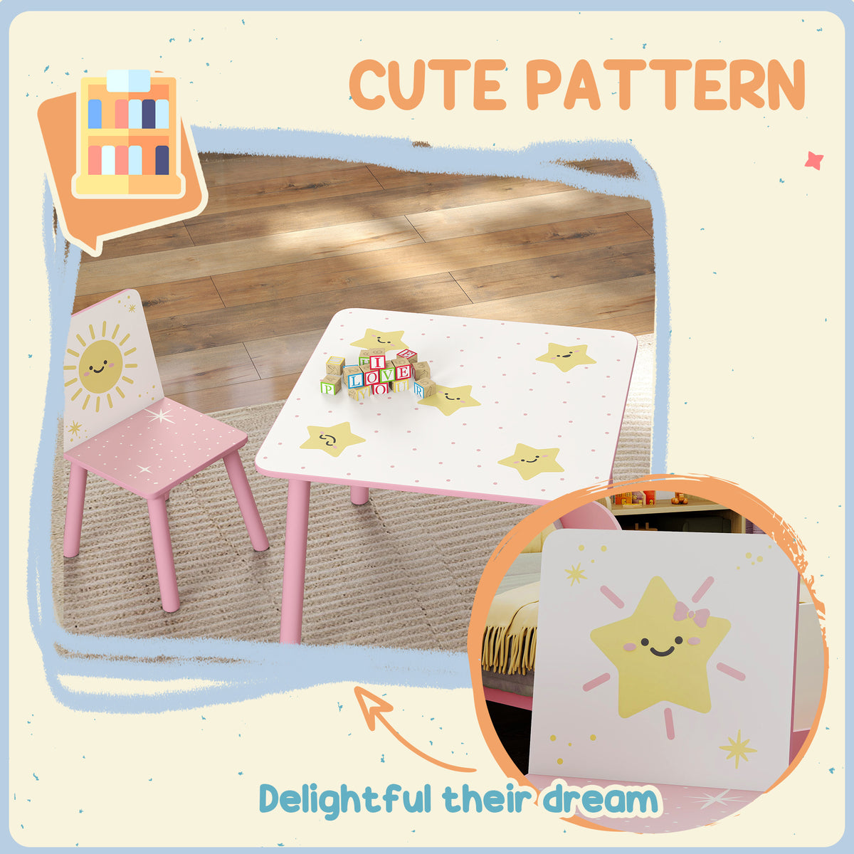 Kids Table and Chair Set — Set of 3