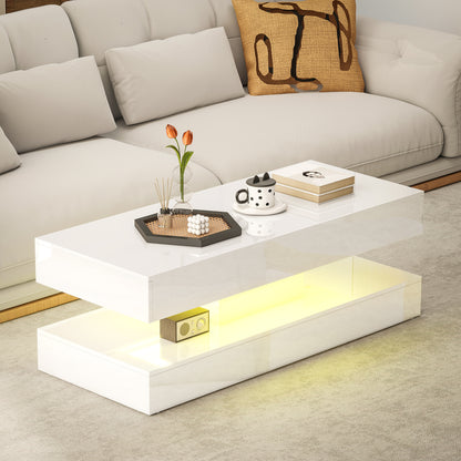 Coffee Table with Adjustable RGB LED Lighting