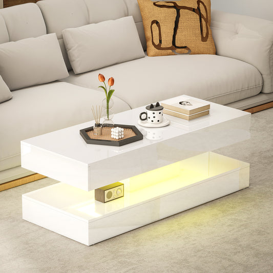 Coffee Table with Adjustable RGB LED Lighting