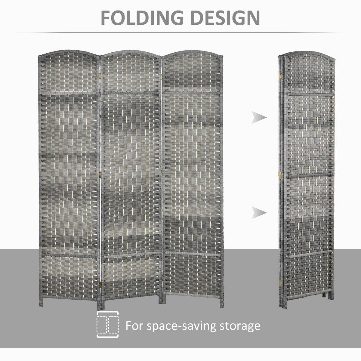 3-Panel Folding Room Divider Pine Wood Frame