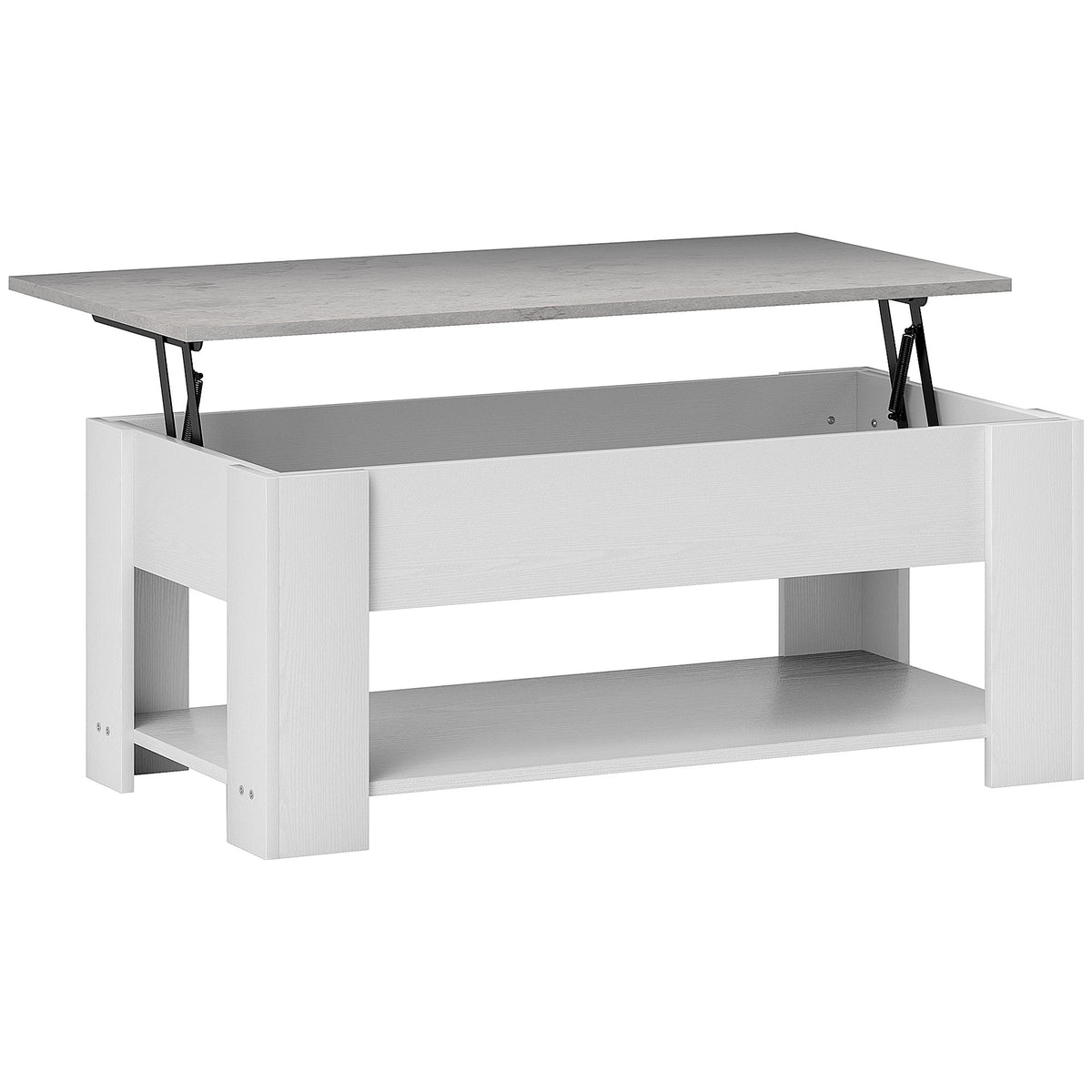 Lift Top Coffee Table with Hidden Storage and Open Shelf