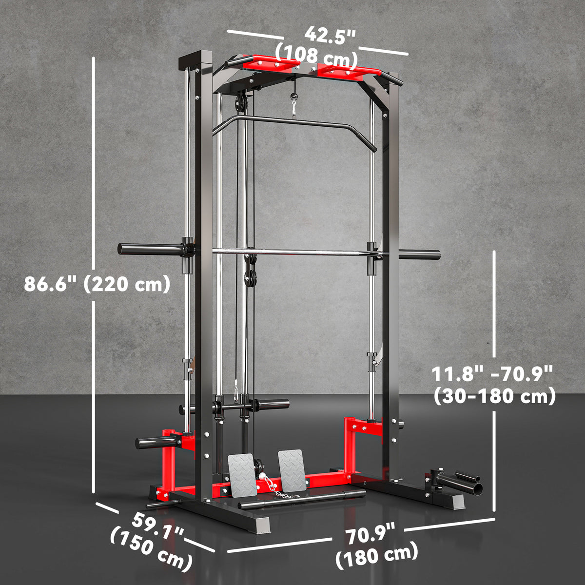 Smith Machine Power Rack with Pull Up Bar