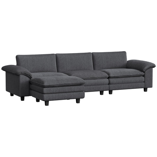 L-Shaped Sectional Sofa with Movable Ottoman