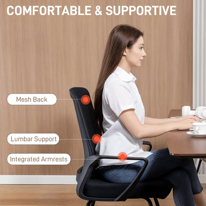 Office Chair No Wheels Lumbar Support Mesh Back