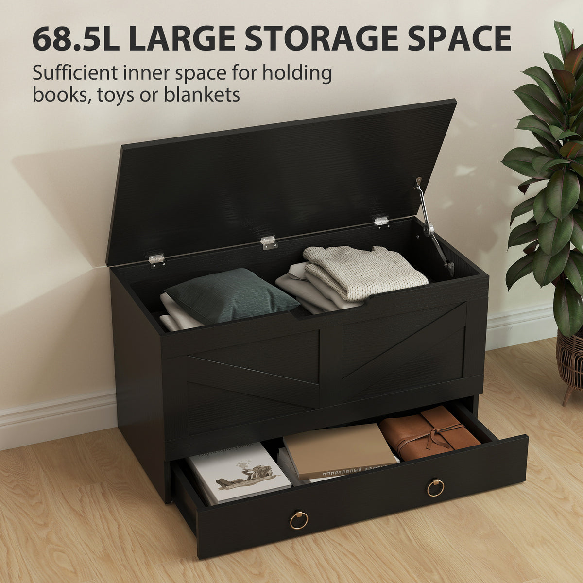 80 cm Storage Chest with Safety Hinges
