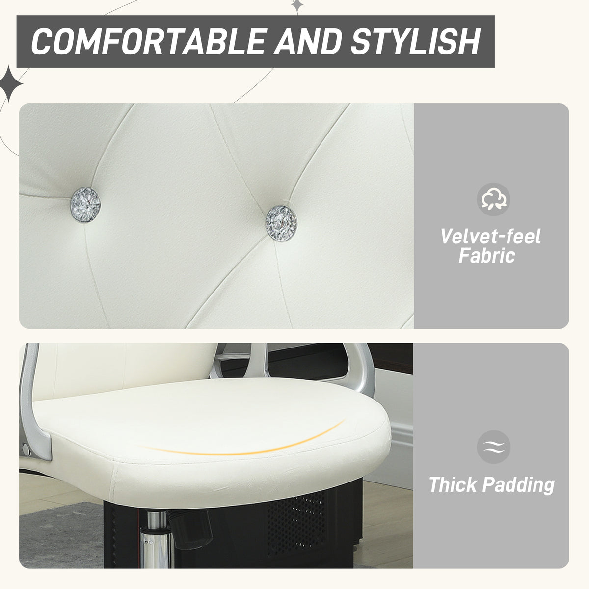 Office chair velvet tufted adjustable swivel task