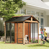 Caseta para perros de 218 cm con diseño walk-in — Amarillo