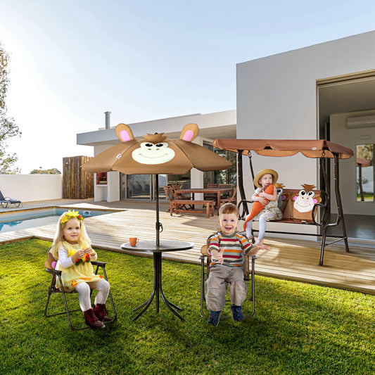 Kids picnic table and chair set with umbrella — Set of 4