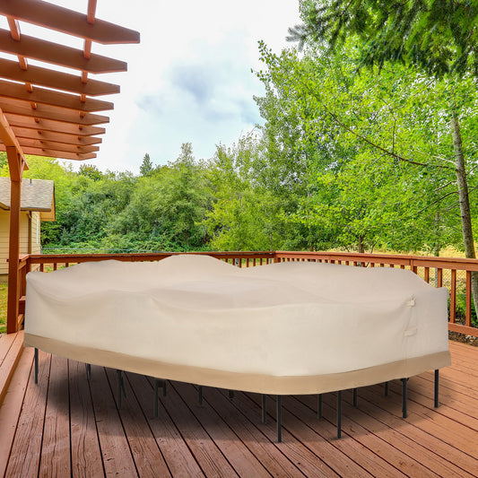 Oval Patio Furniture Cover 129.9 inch — Beige