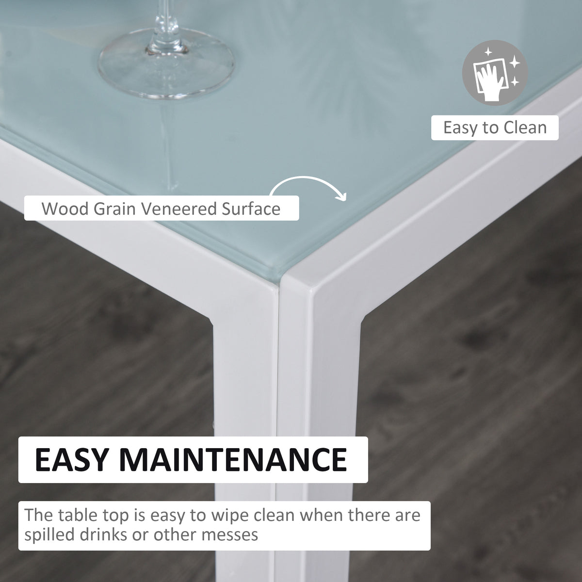 5-Piece Dining Set Tempered Glass Top Metal Frame
