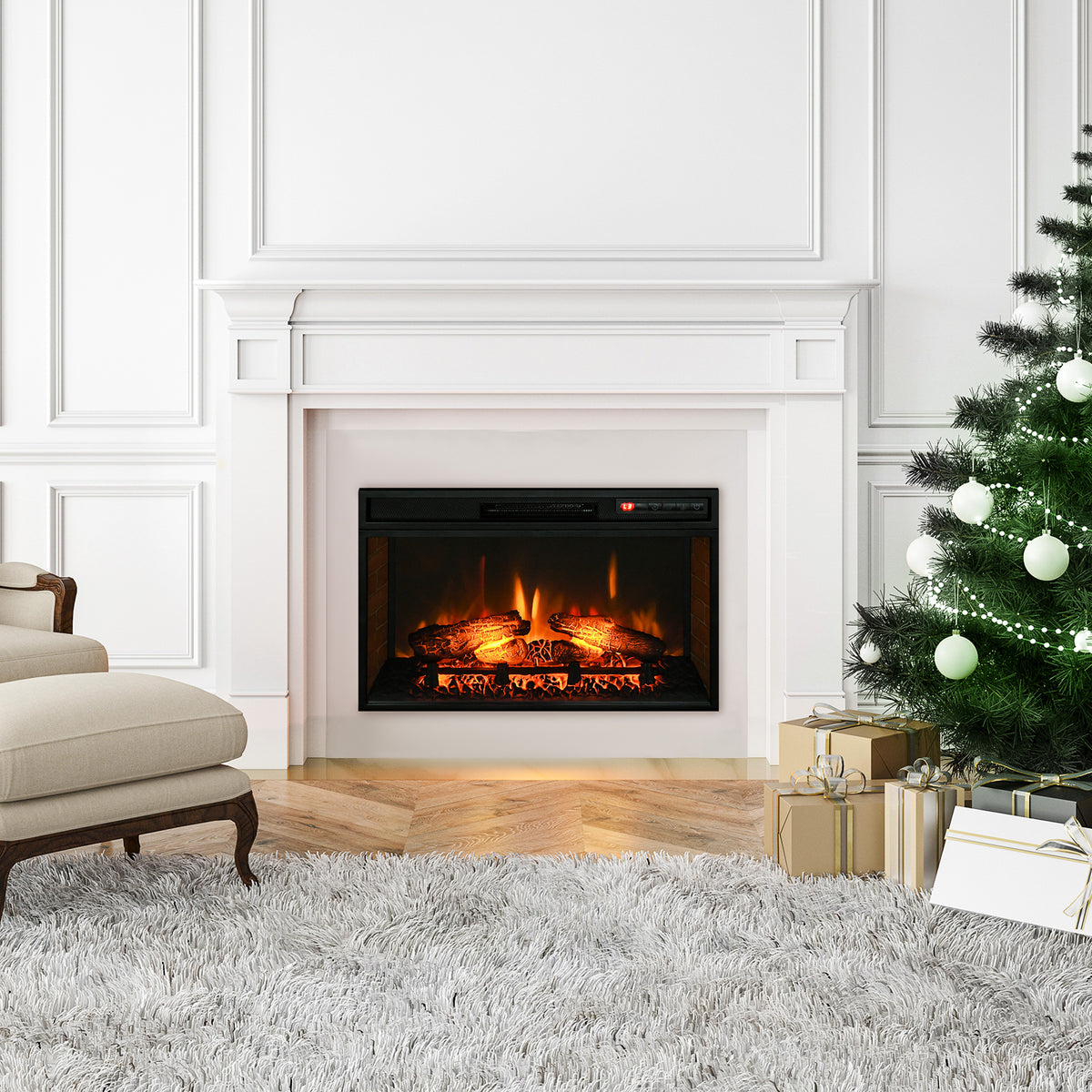 27" Recessed Electric Fireplace Insert with Realistic Flames