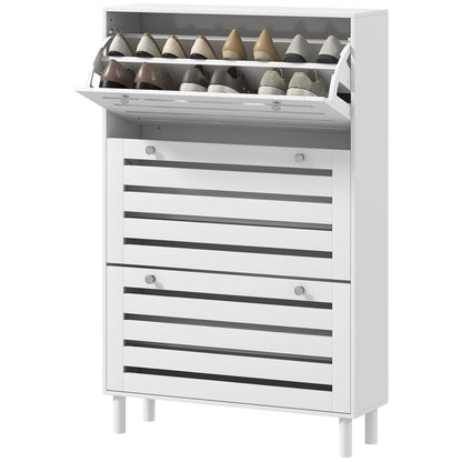 Narrow shoe storage cabinet 3 flip drawers