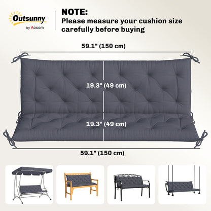 3-Seater Porch Swing Cushion with Backrest Non-Slip