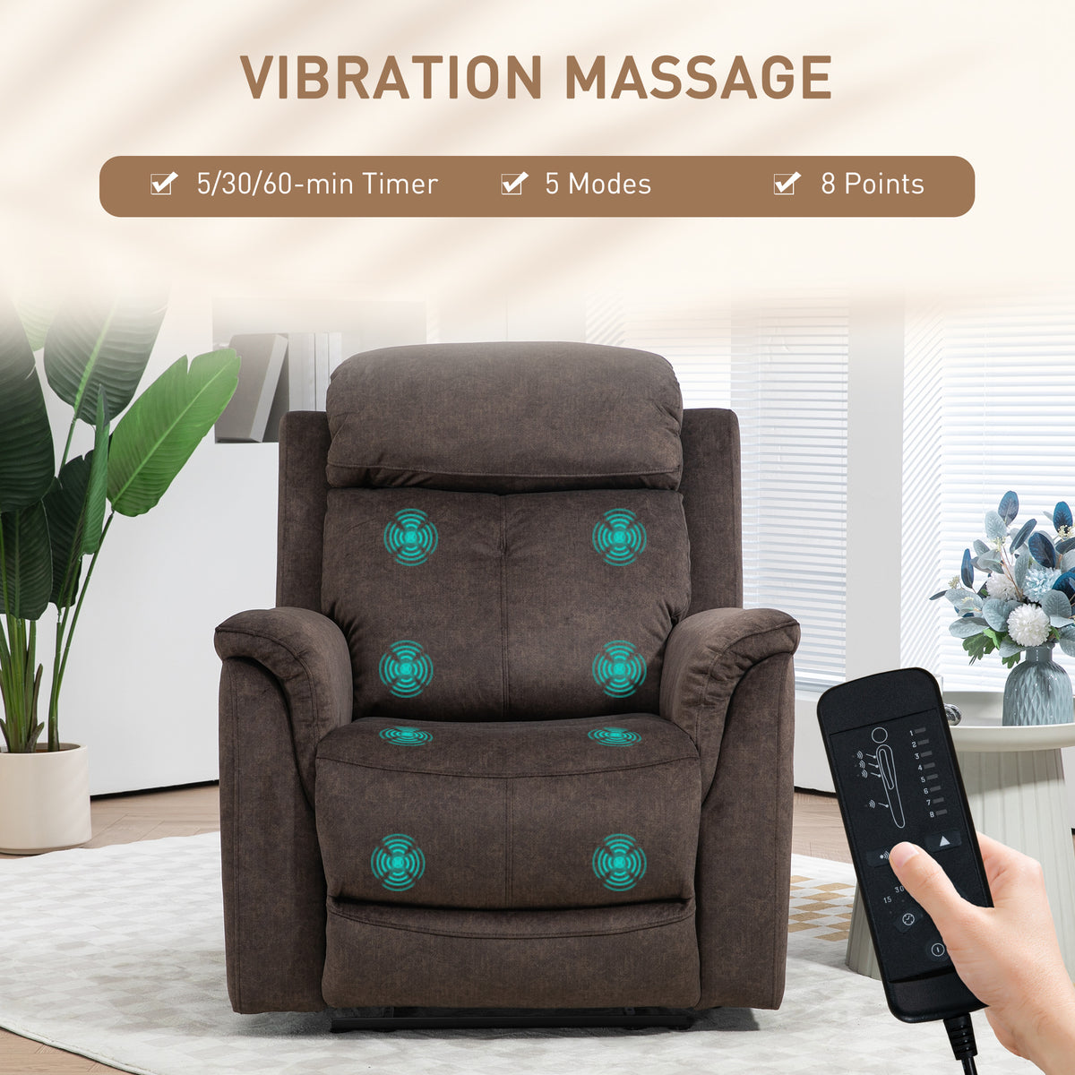 Manual Recliner Chair with Vibration Massage
