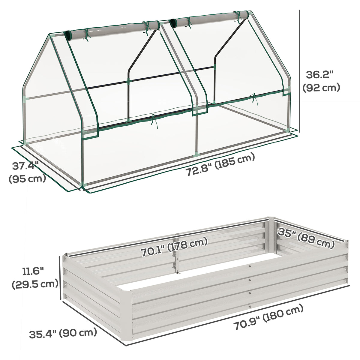 Raised Garden Bed 2-in-1 with Mini Greenhouse