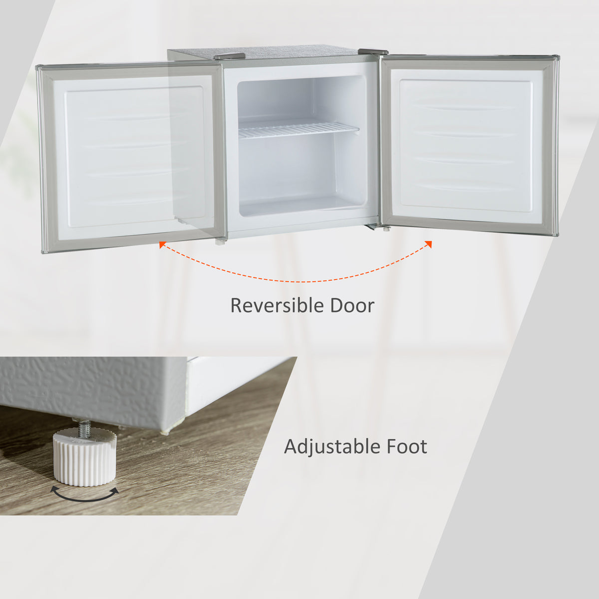 Compact upright freezer 1.1 cu ft with reversible door