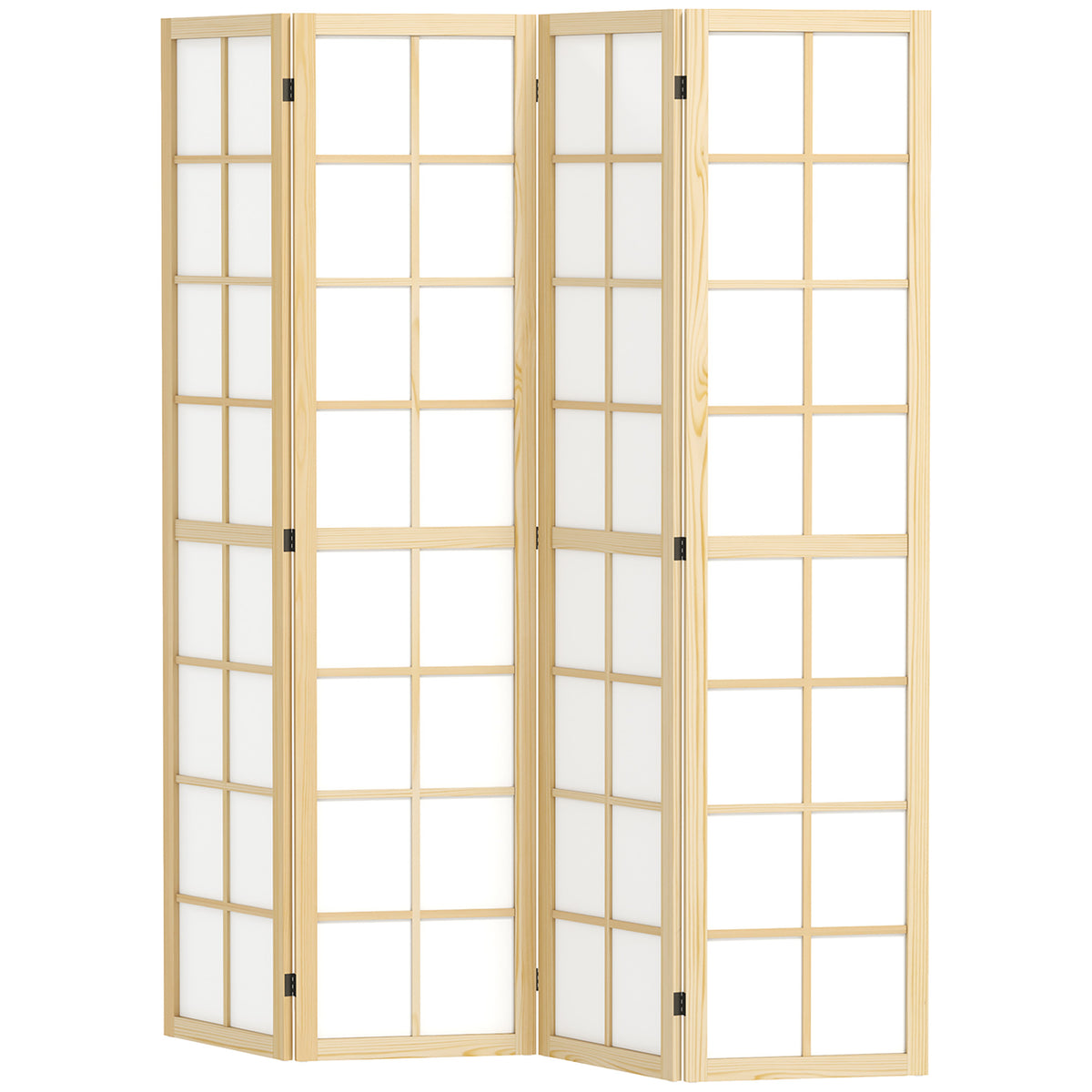 Biombo plegable de 4 paneles de madera de pino