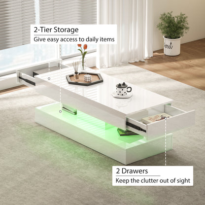Coffee Table with Adjustable RGB LED Lighting