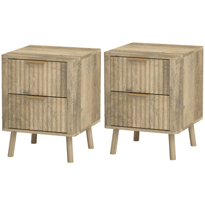 Fluted Drawer Nightstands Set — Set of 2