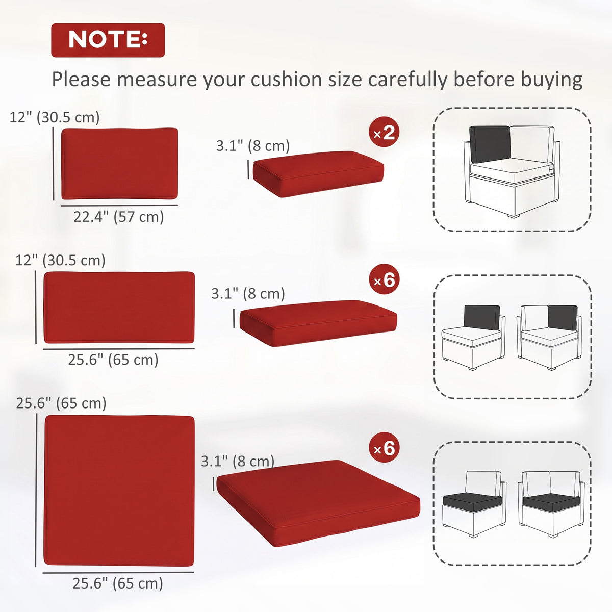 Patio cushion covers set 14 pieces polyester