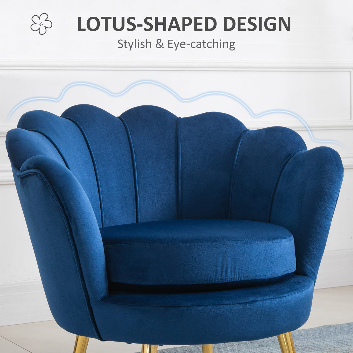 Velvet Accent Chair with Metal Legs