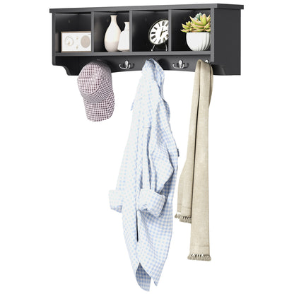 Wall Coat Rack with Shelf and 5 Hooks