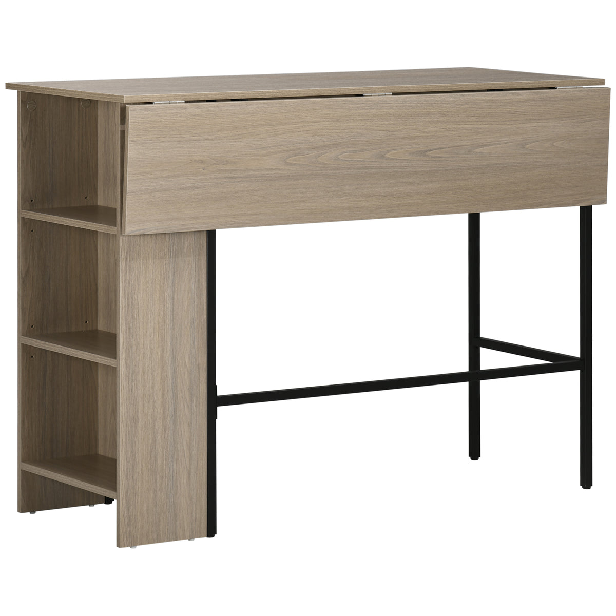 Extendable Bar Table with Adjustable Storage Shelves