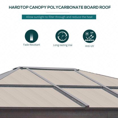 3x3.6m Hardtop Gazebo Polycarbonate - Brown