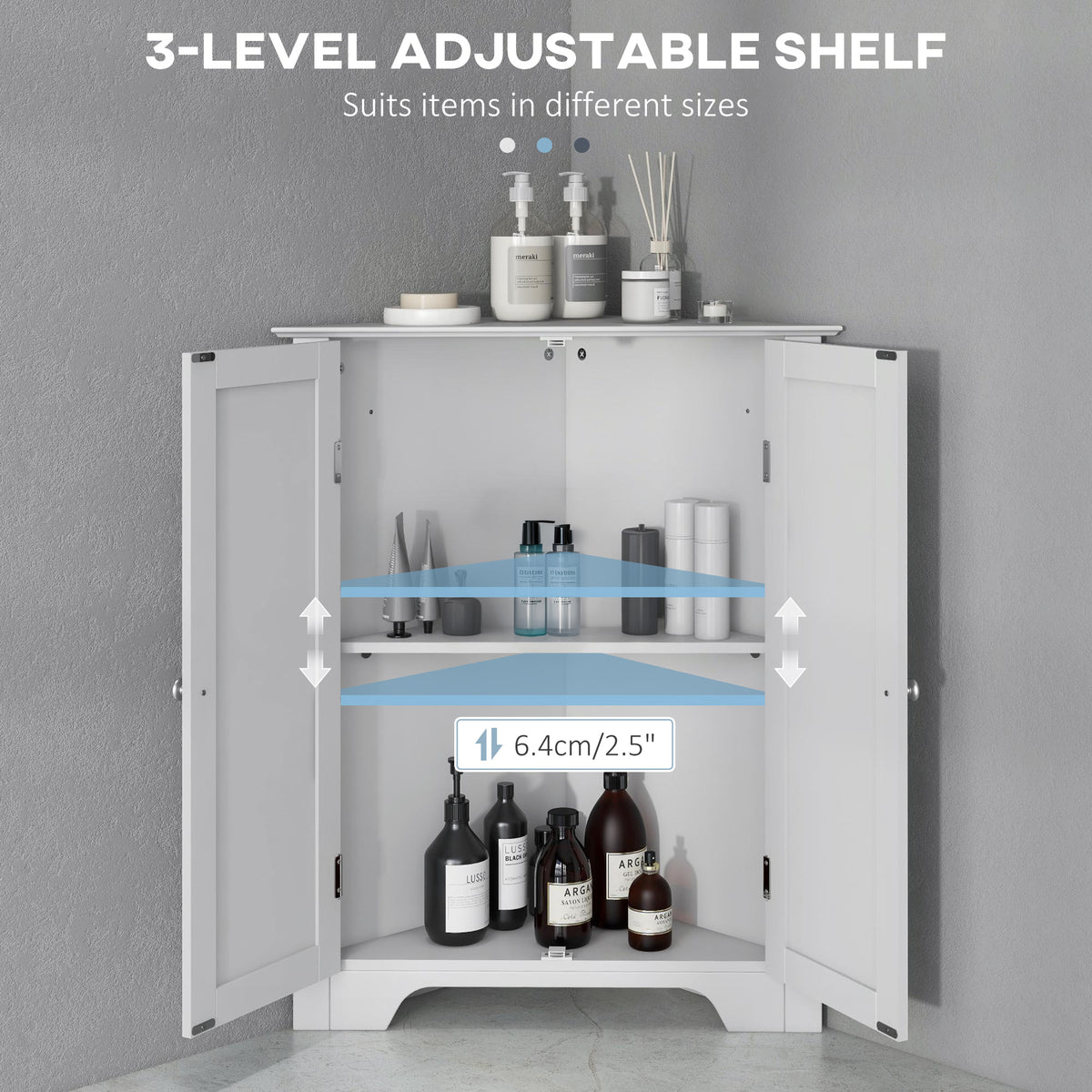 Mueble de almacenamiento esquinero moderno para baño