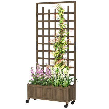 Jardinera elevada con celosía y ruedas