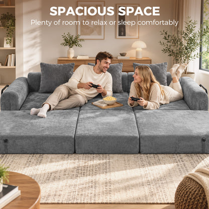 Sofá cama modular plegable de chenilla